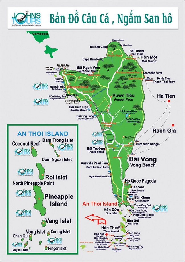 Bản đồ câu cá, ngắm san hô tại đảo ngọc Phú Quốc