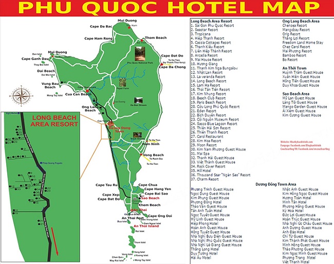 Cập nhật chi tiết bản đồ nhà hàng, khách sạn và Resort tại Phú Quốc